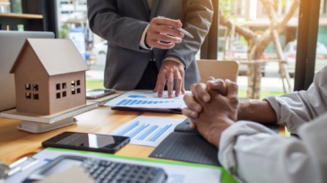 Business meeting of real estate broker, Business meeting working with new startup project. Idea presentation analyze plan.